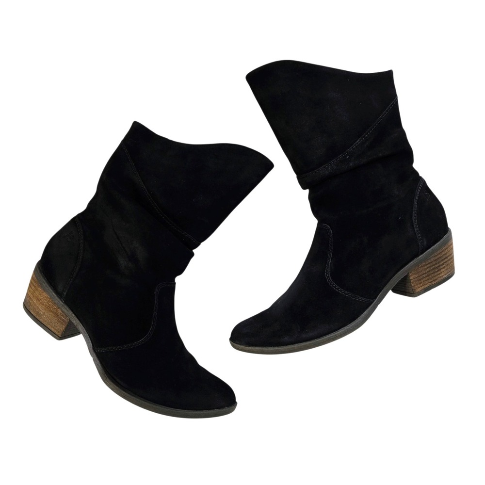 Josef Seibel Women Zip Slouch Black Suede Modern Country Western Boots 9US EUR40